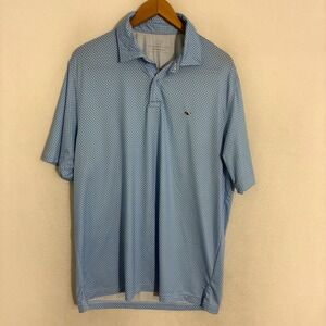 Vineyard Vines Performance Polo Shirt Mens L Lightweight Whale AOP Golf Preppy